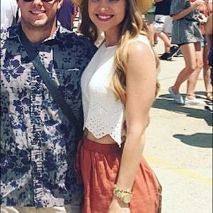 White cropped eyelet tank